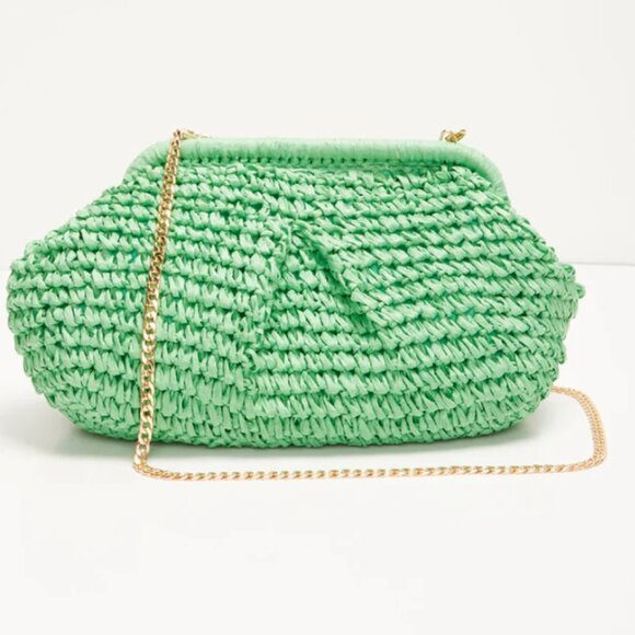Poolside Straw Pouch Clutch - Bright Green - SOLD OUT ONLINE! - Picture 3 of 4
